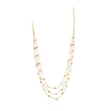 Dor Gold Plated Rose Quartz Tri Strand Necklace Set