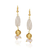 Dor Gold Plated Rose Quartz Tri Strand Necklace Set