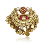 Gold Plated Kundan Ruby Bangle