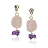 Dor Silver Gold Plated Rose Quartz & Amethyst Strand Set