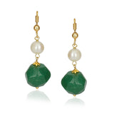 Dor Gold Plated Green Onyx Tassel Strand Set