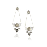 Silver Plated Panaash Kundan Filigree Chandeliar Earrings