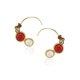 Gold Plated Panaash Coral Kundan C-Hoop Earrings