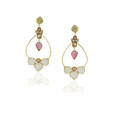 Gold Plated Panaash Kundan Fluorite Hoops