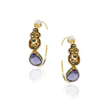 Gold Plated Panaash Kundan Amethyst Hoop Earrings