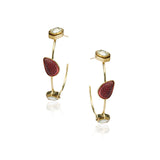 Gold Plated Panaash Kundan Tourmaline Hoop Earrings