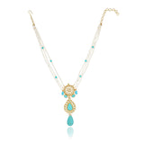 Godl Plated Neel Kundan Turquoise Necklace Set
