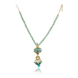 Gold Plated Neel Kundan Turquoise Fluorite Heritage Necklace Set