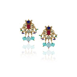 Gold Plated Neel Kundan Turquoise Heritage Necklace Set