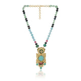 Gold Plated Neel Kundan Turquoise Heritage Necklace Set