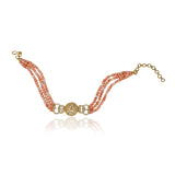 Gold Plated Neel Pink Coral Zircon Choker Set