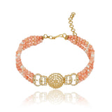 Gold Plated Neel Pink Coral Zircon Choker Set