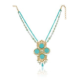 Gold Plated Neel Kundan Turquoise Heritage Necklace Set
