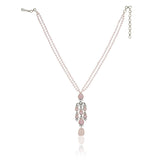 Silver Plated Neel Rose Quartz  Zircon Necklace Set