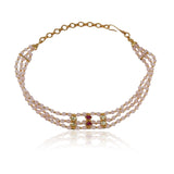 Gold Plated Neel Kundan Rose Quartz Choker Set