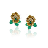 Gold Plated Neel Kundan Green Onyx Necklace Set