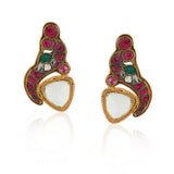 Gold Plated Kundala Kundan Aqua Earring