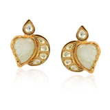 Gold Plated Kundala Kundan Aqua Earring