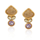 Gold Plated Kundala  Lemon Quartz Earring