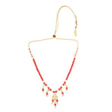 VILNDI CORAL KUNDAN CHAMPAKALI NECKLACE SET