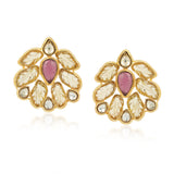 Gold Plated Kundala Kundan Citrine  Earring