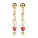 VILNDI CORAL KUNDAN CHAMPAKALI NECKLACE SET