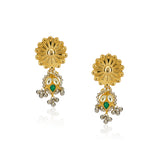 Sterling Silver 92.5 Embossed Kundan Earrings
