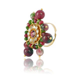 Gold Plated Tourmaline Kundan Ring