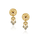 Sterling Silver 92.5 Floral Filigree with Kundan Earrings