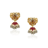 Sterling Silver 92.5 Butterfly Filigree Lotus Kundan  Earrings
