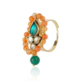 Gold Plated Carnelian Kundan Ring