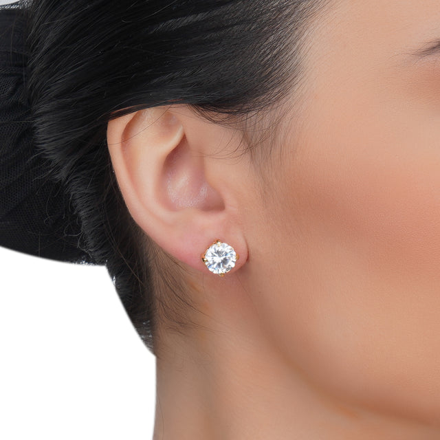 Dainty Gold Plated Zircon Solitaire Earring Studs