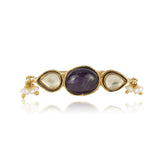 Gold Plated Amethyst Kundan Ring