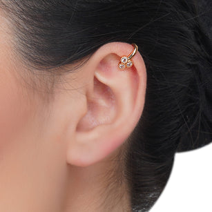 Dainty Rose Plated Zircon Earcuff