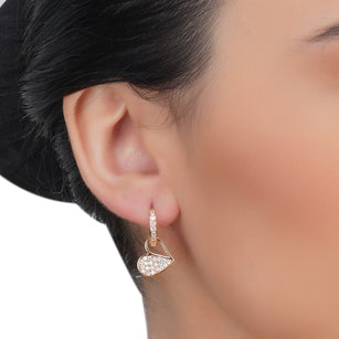 Dainty Rose Plated Zircon Heart Earrings