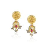 Sterling Silver 92.5  Kundan Long Earrings