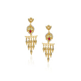 Sterling Silver 92.5  Kundan Long Earrings