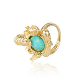 Gold Plated Turquoise Ganesha Ring