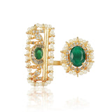 Gold Plated Zircon Green Onyx Ring