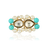Gold Plated Turquoise Kundan Ring