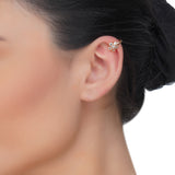 Dainty Rose Plated  Flower Zircon Earcuff