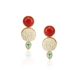 Gold Plated Neel Coral Zircon Heirloom Necklace Set