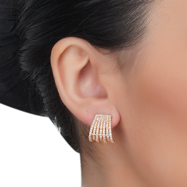 Dainty Rose Plated Zircon Earring Studs