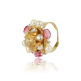 Gold Plated Kundan Tourmaline Ring