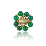 Gold Plated Kundan Green Onyx Ring