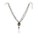 Gold Plated Neel Kundan Lapiz  Necklace Set