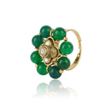 Gold Plated Kundan Green Onyx Ring