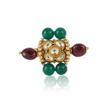 Gold Plated Kundan Ruby Ring