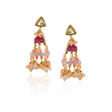 Gold Plated Neel Kundan Pink Tassel Necklace Set