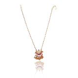 Gold Plated Neel Kundan Pink Tassel Necklace Set